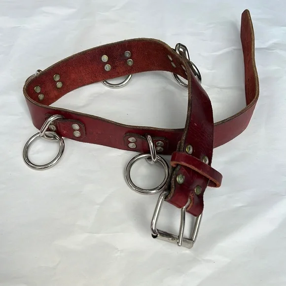 Vintage brown leather five metal ring belt No. 5 Leather Cinch Belt - Italian Bridle Leather | Col  main image 3